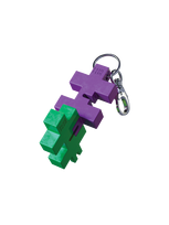 Plus-Plus HEXEL Duo antistresinis fidget pakabukas raktams ir kuprinei – violetinė/obuolių žalia
