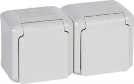 2 x 2P+E German std socket outlet Forix -surface mounting - 16 A - 250 V - grey 782394 | 3245067823941
