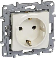 2P+E German standard socket outlet Niloe - with shutters -screw terminals -ivory 764629 | 3414970684257