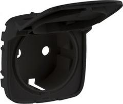 Cover plate Valena Allure - 2P+E socket - with flap - German standard - black 754848 | 3414970509161