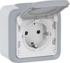 Socket outlet Plexo IP 55 - German std - 16 A - 2P+E - surface mounting - grey 069733 | 3245060697334