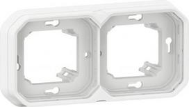 PLEXO 2 GANG HORIZONTAL AND VERTICAL FLUSH MOUNTING SUPPORT FRAME - WHITE 069694L | 3414971881631