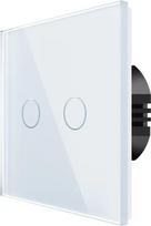 Spring Two Gang, One Way Touch Switch, Glass White