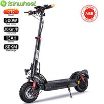Elektrinis paspirtukas Sulankstomas Isinwheel GT2 Gatvės leidimas 500W variklis 20 km/h didžiausias greitis 48V 15AH 80 km nuvažiuojamas atstumas Naujas juoda