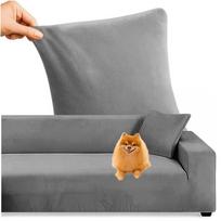 Kampinės sofos užvalkalas – tamsiai pilkas elastingas velvetas 145-185cm