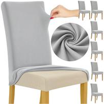 Kėdės užvalkalų komplektas – šviesiai pilka, elastingas velvetas 65x40x35 cm, 6vnt