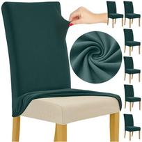 Kėdės užvalkalų komplektas – tamsiai žalia, elastingas velvetas 65x40x35 cm, 6vnt