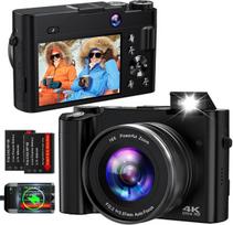 Veiksmo ir laisvalaikio kamera Skaitmeninis 4K fotoaparatas su 64MP, juodas