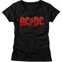 Moterims AC/DC Logotipas Raudona Išblukusi Juoda Roko ir Rolo Muzikos Grupės Marškinėliai S