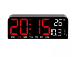 Led GH0707 pastatomas bei pakabinamas skaitmeninis laikrodis su data ir temperatura. Raudoni skaičiai.