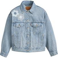 Levis pleistro siuvinėjimas Laisvalaikio patogus džinsinis švarkas Moteriški švarkai Mėlynas A1743-0063 S