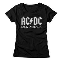 Ladies AC/DC Back In Black Black Rock and Roll Music Band T-Shirt 2XL