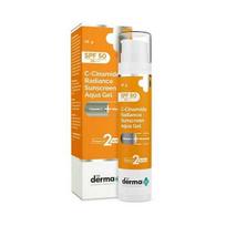 The Derma Co C-Cinamide Apsauginis kremas nuo saulės SPF 50 PA++++ Vandens gelis apsaugai nuo saulės ir švytinčiai odai 50g balta