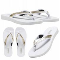 Moterų puma sandy flip metallic shine šlepetės vasaros aukso spalvos 40,5 dydžio, 40.5