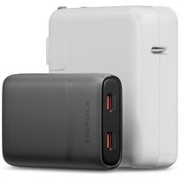Energea TravelWorld Network Charger Edge 65W 2xUSB-C PD/PPS/QC3.0 (US/UK/EU) graphite