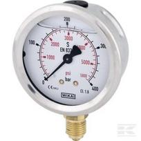 Glicerininis manometras Ø63 mm 400 bar apatinis pajungimas B711W063400D