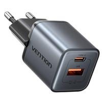 Vention 30W - charger with GaN technology, 1x USB-A, 1x USB-C (black)