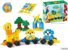 Lean Toys Gyvūnų traukinio didelis kaladėlių rinkinys