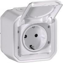 Socket outlet with cover, 2P+E, IP55, with screw terminals, white, Plexo 069771L | 3414971882676