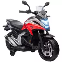 Vaikiškas motociklas, 12V su MP3, USB, LED žibintais, su ankstyvojo mokymosi funkcijomis, mokomaisiais ratais, 3 km/h, 3-6 metų vaikams, raudonas