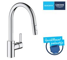 GROHE QuickFix Feel plautuvės maišytuvas su ištraukiamu dušeliu, 2 srovės, chromas, 31486001