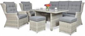 Baldų komplektas TRIVENTO 3 DINING + pufai white grey