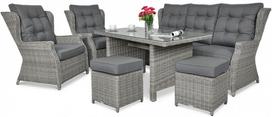 Baldų komplektas TRIVENTO 3 DINING + pufai stone grey