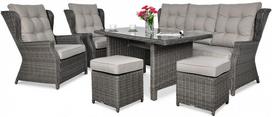 Baldų komplektas TRIVENTO 3 DINING + pufai dark grey