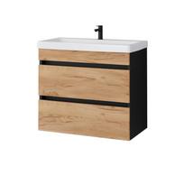 Vonios spintelė su praustuvu Riva SA63-6 Black / Gold Craft Oak