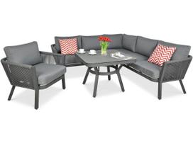 Kampinė sofa Salvador Dining Grey + fotelis