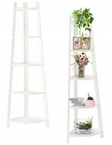 Kampinė 5 pakopų lentyna balta, aukštis 150 cm