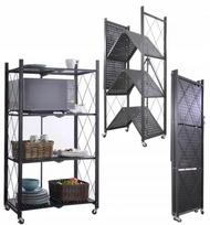 Lentyna 4 pakopų plati sulankstoma su ratukais 72x34x127cm Juoda