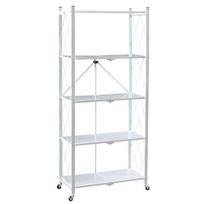Lentyna 5 pakopų plati sulankstoma su ratukais 72x34x163cm Balta
