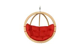 Medinis pakabinamas krėslas SWING POD su raudonos spalvos pagalve (be stovo)