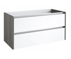 Apatinė spintelė po praustuvu Kame City BU/10-3DR/11D1P1, Balta blizgi / pilkas uosis, 100 cm