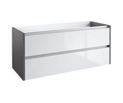 Apatinė spintelė po dvigubu praustuvu Kame City BUD/12-3DR/D3D1P1, Antracitas blizgus / balta blizgi, 120 cm
