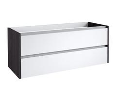 Apatinė spintelė po dvigubu praustuvu Kame City BUD/12-3DR/1D1P1, Balta blizgi / juodas ąžuolas, 120 cm