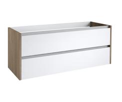 Apatinė spintelė po dvigubu praustuvu Kame City BUD/12-3DR/10D1P1, Balta blizgi / pilkas ąžuolas, 120 cm
