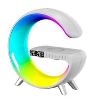 Daugiafunkcinis laikrodis žadintuvas su lempa įkrovikliu ir kolonėle