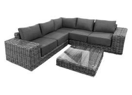 VEGA CAFFE Tamsiai pilka technorotango kampinė lauko sofa
