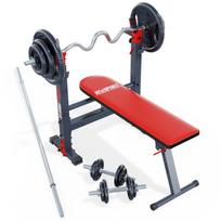 treniruočių suoliukas + štangos + svoriai 95kg