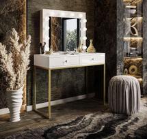 Kosmetinis staliukas BLANK Gold+ Baltas