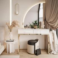 Kosmetinis staliukas Queen LUXURY White (Blizgus)