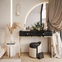 Kosmetinis staliukas Queen LUXURY+ Black (Blizgus)