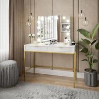 Kosmetinis staliukas KARD Elite Gold Baltas