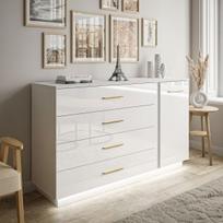 Komoda LUNA II White Gold (Blizgi)
