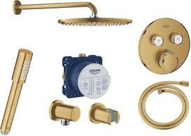 Termostatinė potinkinė dušo sistema Grohe Smart Control, su 310mm lietaus galva ir "stick" dušeliu, Brushed cool sunrise
