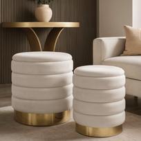 Pufų komplektas MIRELE su daiktadėže – beige