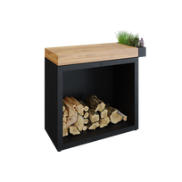 Stalas su dėže malkoms OFYR 90 Black Teak Wood