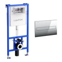 Potinkinis WC rėmas su vandens nuleidimo mygtuku Laufen Dual Flush, H8946650000001 + H8956610040001 (chromo mygtukas), H8946650000001C